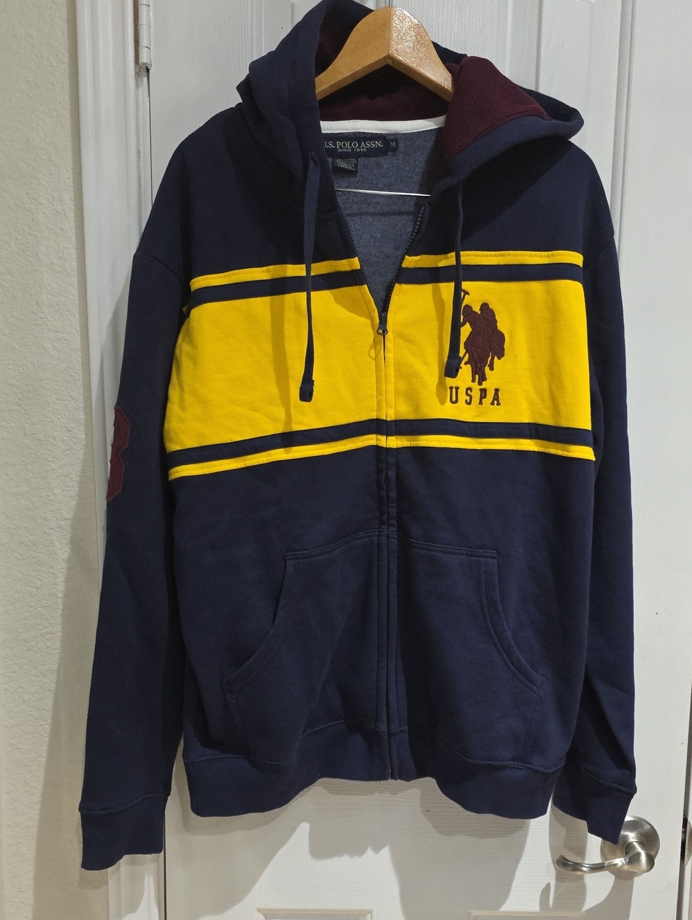 U.S. Polo Assn. Men’s Navy & Yellow Zip Hoodie Size M